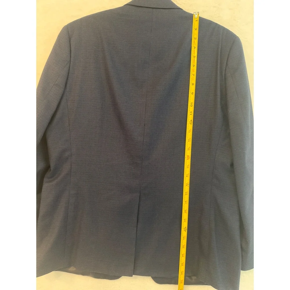 Lauren Ralph Lauren Mens Blazer 43R Navy Blue Houndstooth Sport Coat Jacket